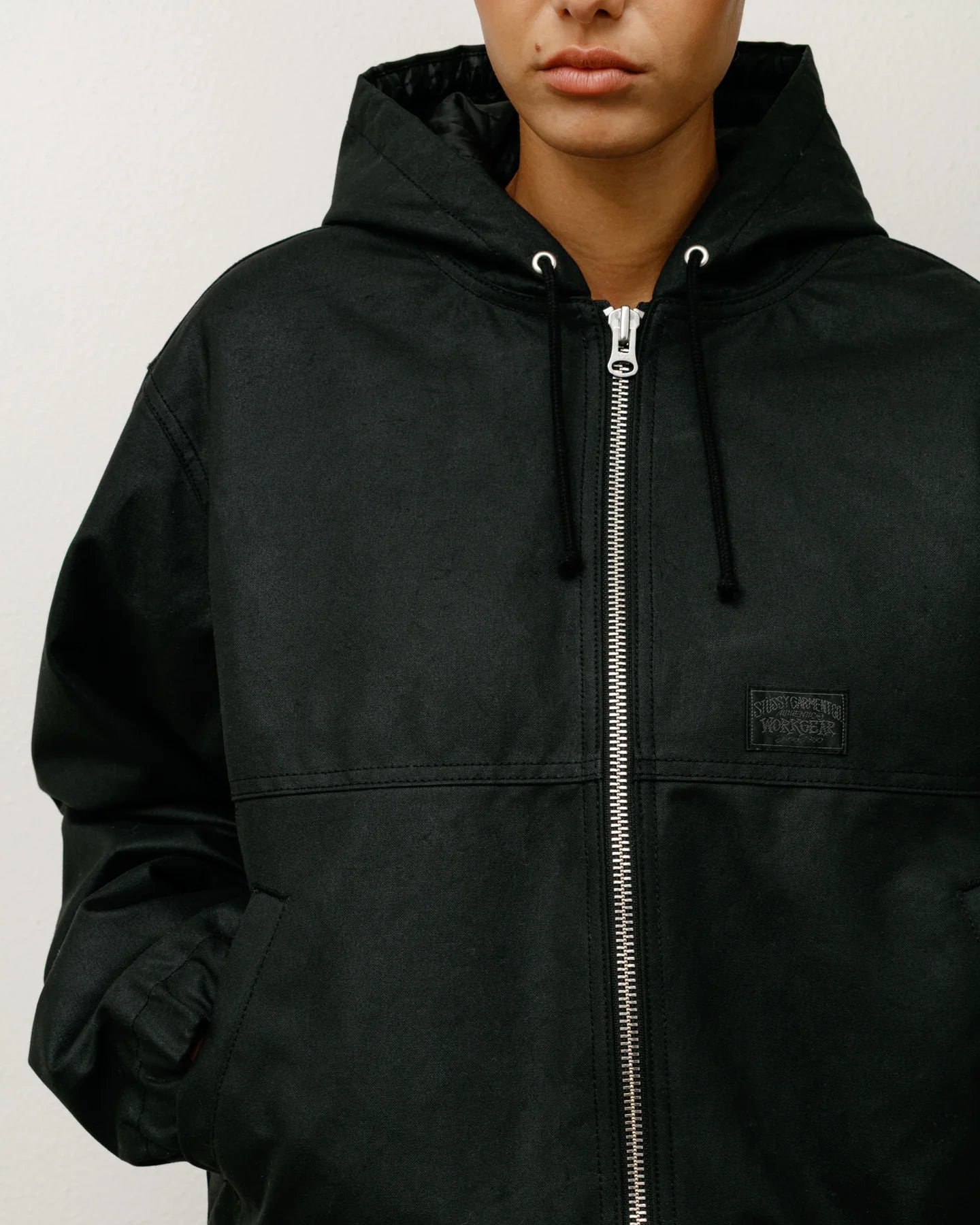 Waxed Cotton Work Black Jacket | Stussy Jacket