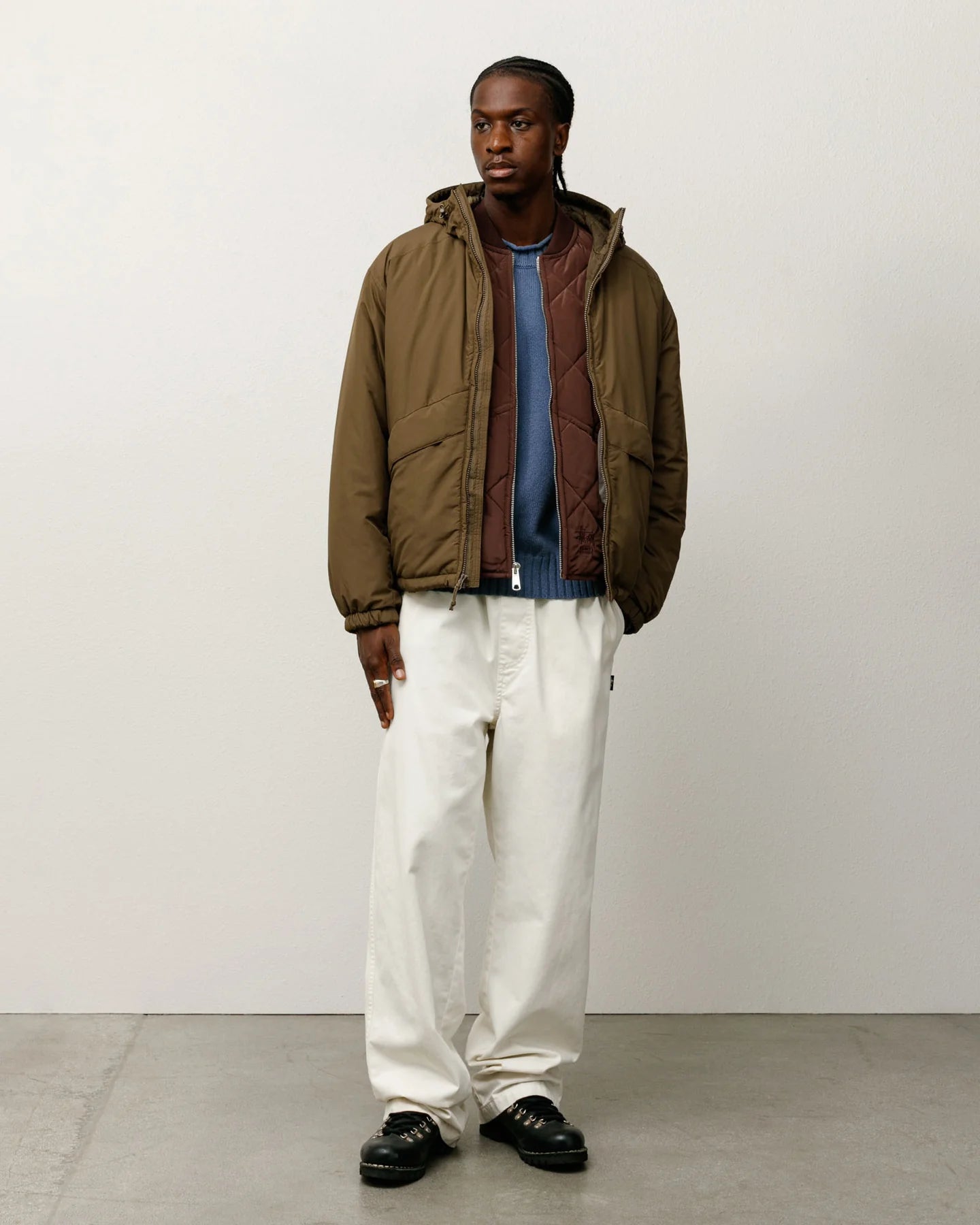 Insulated Hooded Brown Jacket | Stussy Jacket