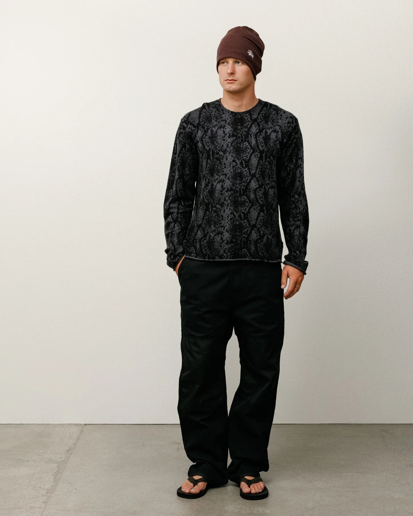 Python Knit Crew Charcoal | Stussy Knit