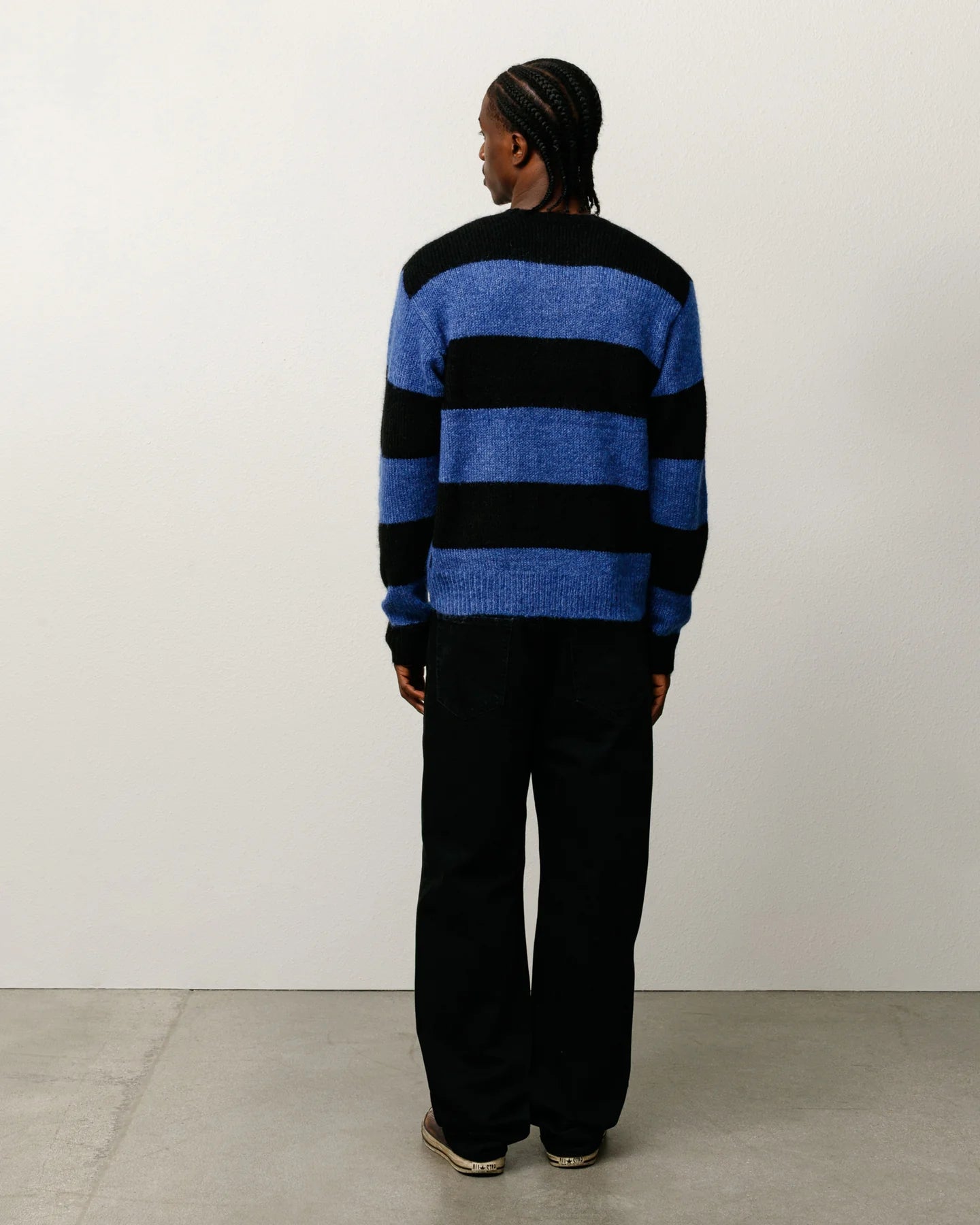 Big Stripe Crew Blue Sweatshirt | Stussy Sweatshirt