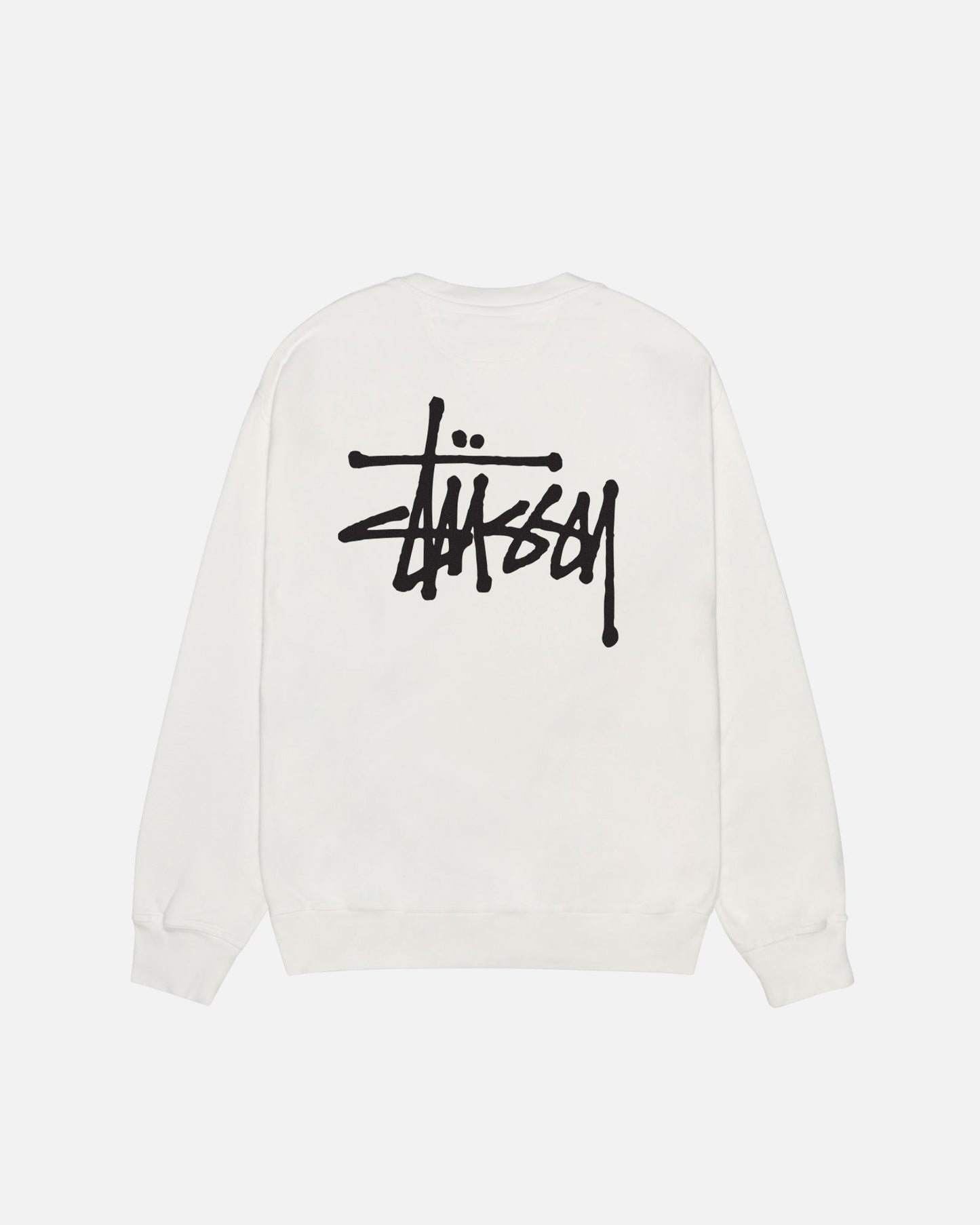 Basic Stussy Crew Pigment Dyed White Sweatshirt