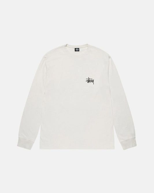 Basic Stussy LS Tee Pigment Dyed White Sweatshirt