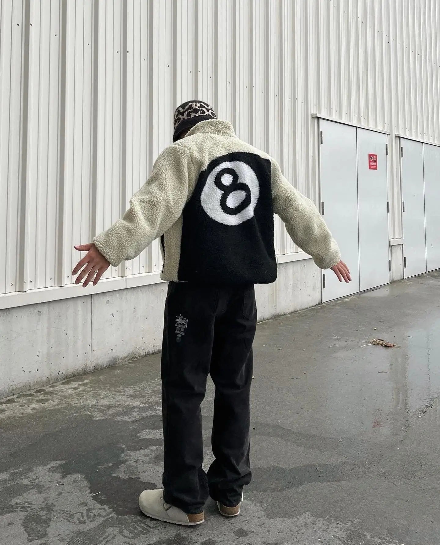 Stussy 8 Ball Sherpa Reversible Jacket Cream