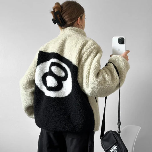 Stussy 8 Ball Sherpa Reversible Jacket Cream