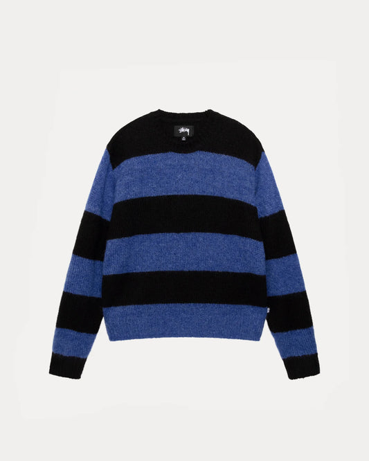 Big Stripe Crew Blue Sweatshirt | Stussy Sweatshirt