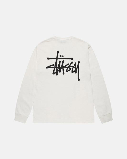 Basic Stussy LS Tee Pigment Dyed White Sweatshirt