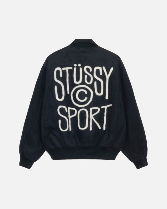 Sport Melton Varsity Jacket Black | Stussy Jacket