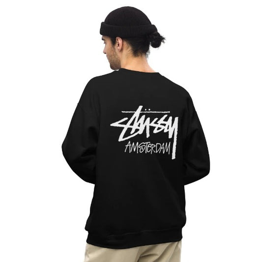 Stussy Amsterdam Crewneck Black Sweatshirt | Stussy Sweatshirt